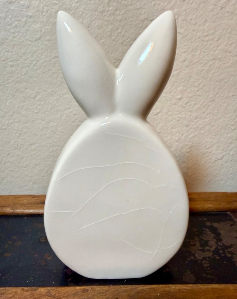 Vintage Ceramic Easter Bunny Rabbit Spring Decor Polka Dot Ears