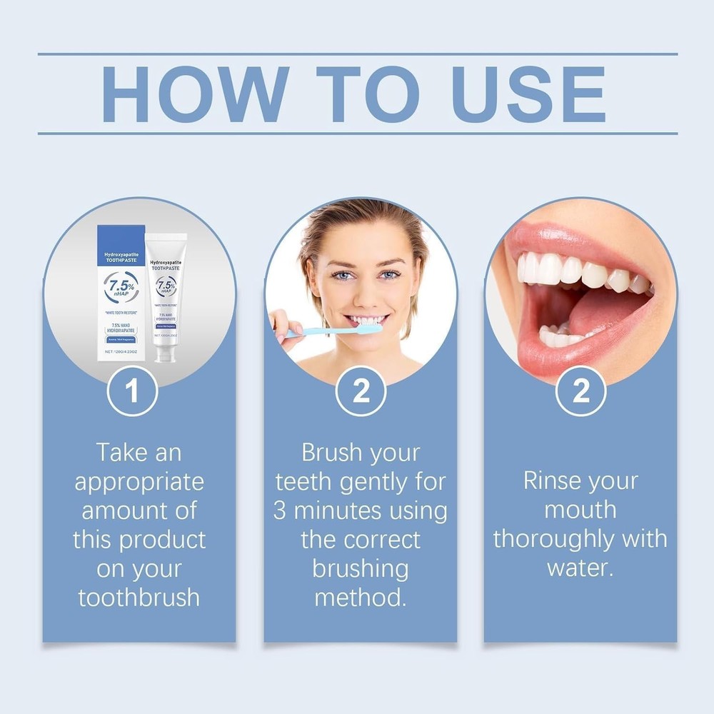 Natural Hydroxyapatite Toothpaste for Whiter Teeth & Sensitivity Relief - 2pcs