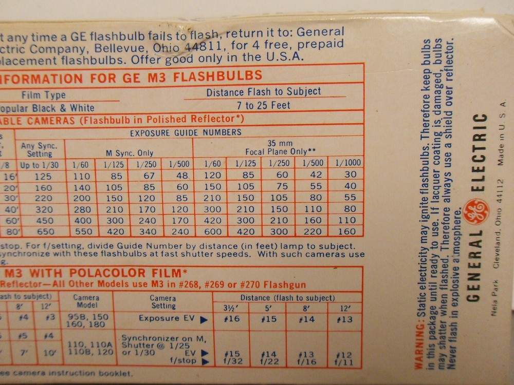 Vintage (12) GE M3 Flashbulbs With Box