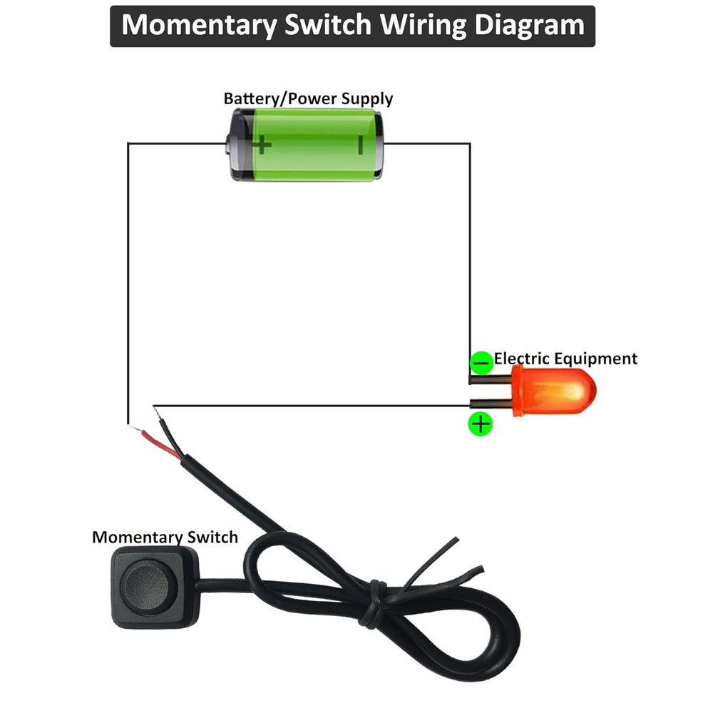 12V 24V Momentary Switch [1-Pack], Momentary Push Button Switch 11.5’’ Pre-Wire