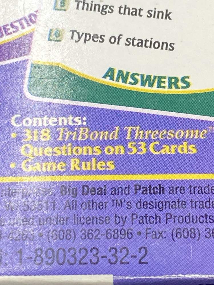 TriBond Card Game 2000 Patch Original