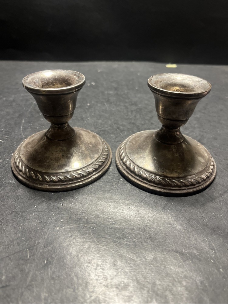 Vintage Manchester Silver Co.  2.75” Silver Candlestick Holders