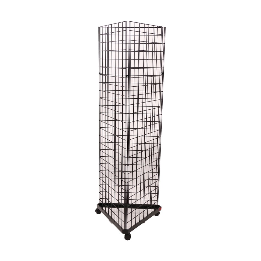 SSWBasics Black Triangle Wire Grid and Grid Wall Tower with Base and Casters