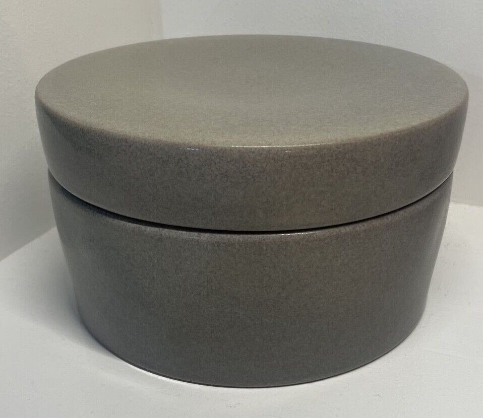 Threshold Studio McGee Round Decorative Box Ceramic Stoneware Storage 4" x 7"