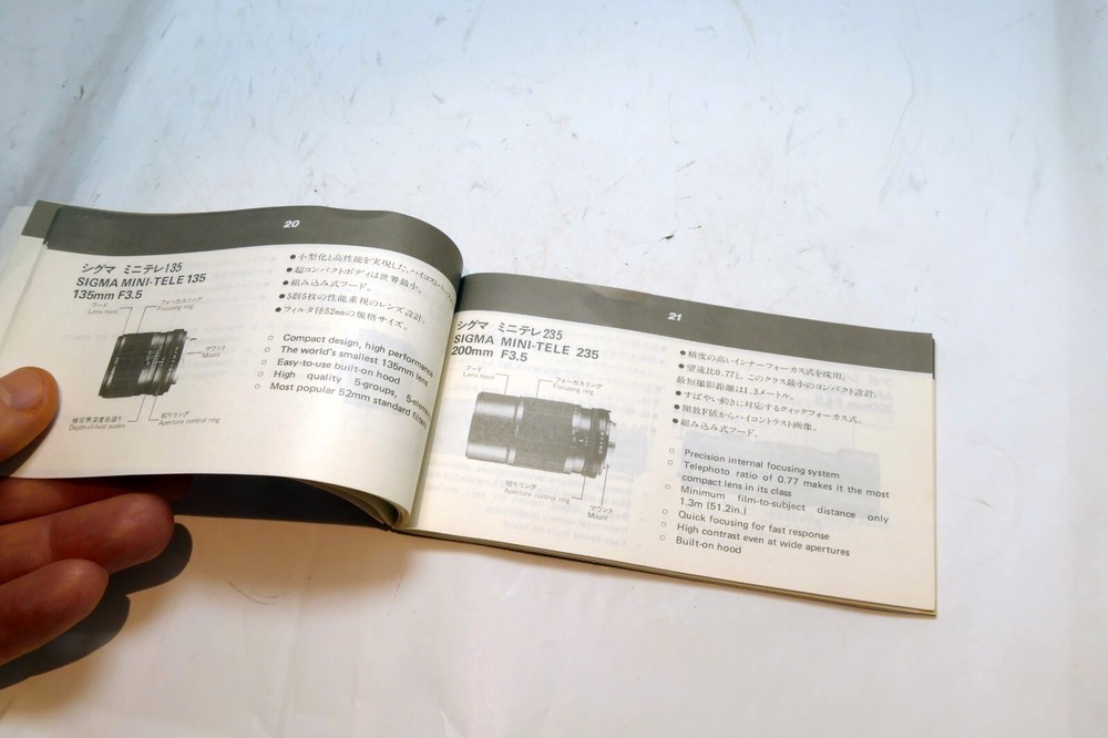 Sigma Manual Focus Lens Instructions Operating Guide Manual