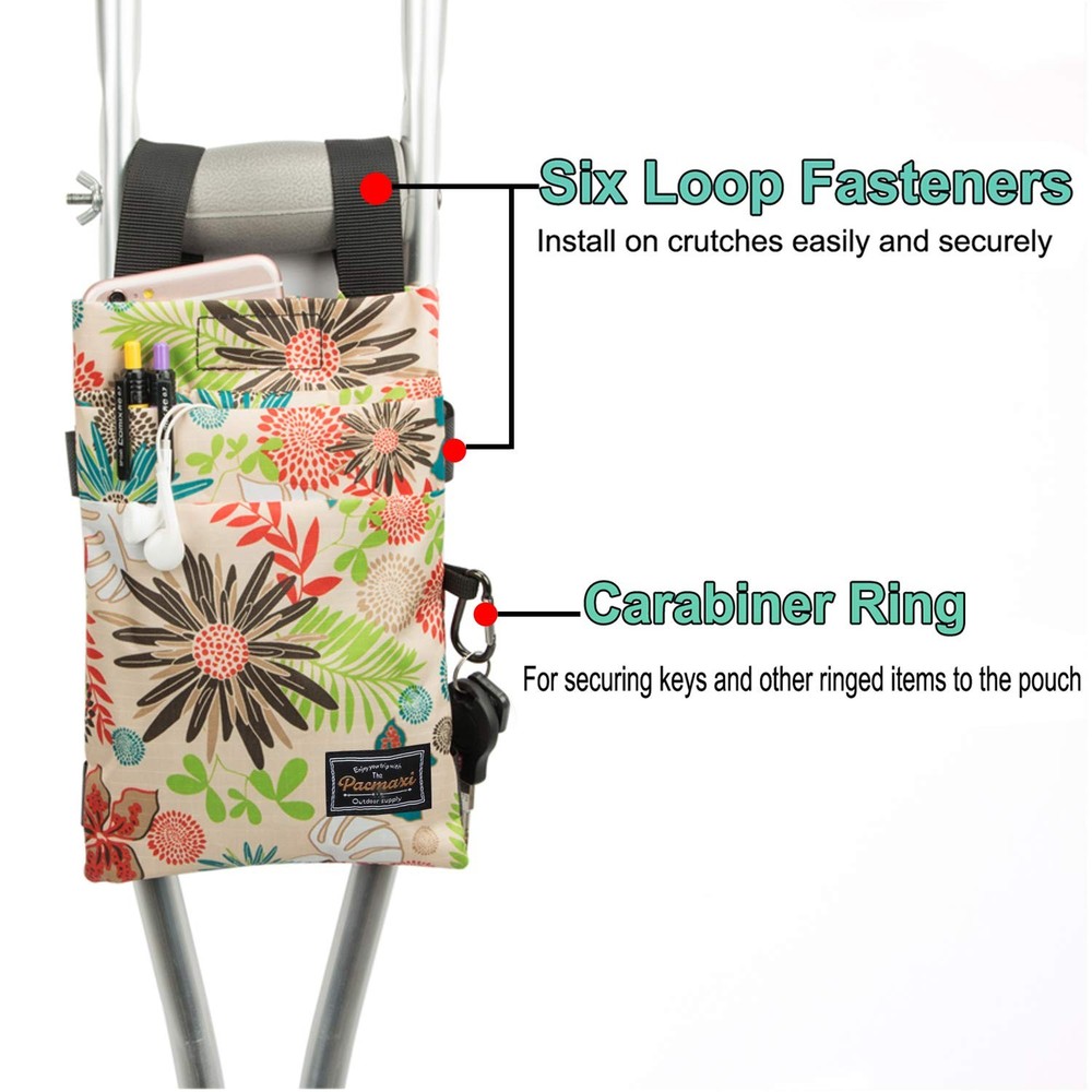 Crutch Bag Universal Crutches Accessory Carryon Pouch Green Polyester Storage