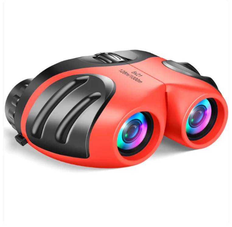 LET'S GO! Binocular for Kids, Compact High Resolution Shockproof Binoculars Red