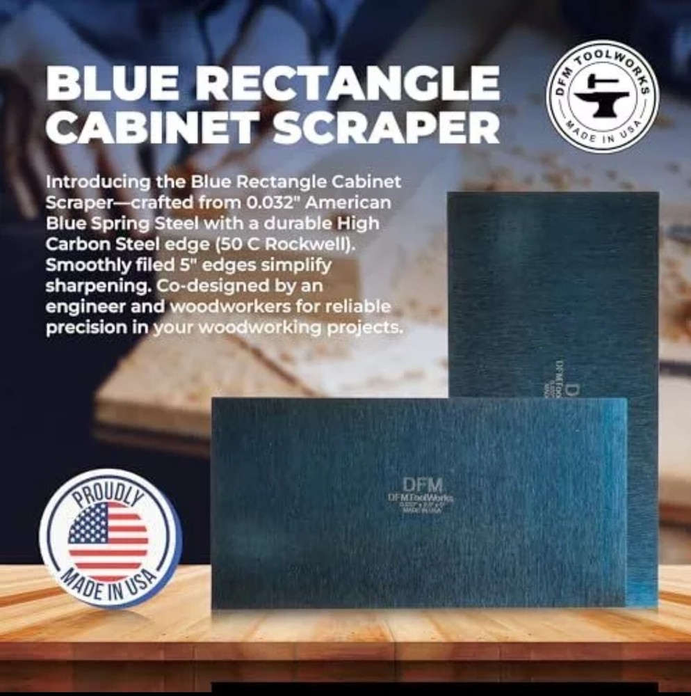 DFM Tool Works Rectangle Card Scraper - Precision Cabinet Multi-use Scraper f...