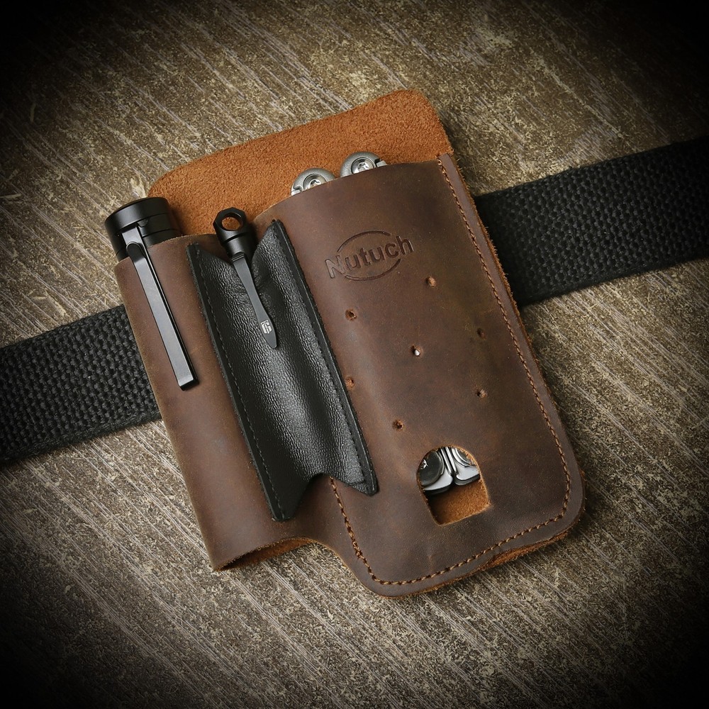 NUTUCH Leather EDC Multitool Sheath | Leather EDC Organizer | Flashlight Holster