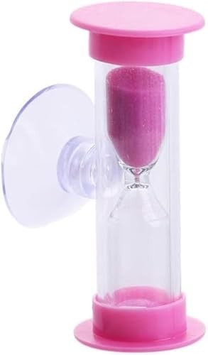 Pink_2 Minute Plastic Sand Timer Hourglass Sand Clock with Suction Cup Time