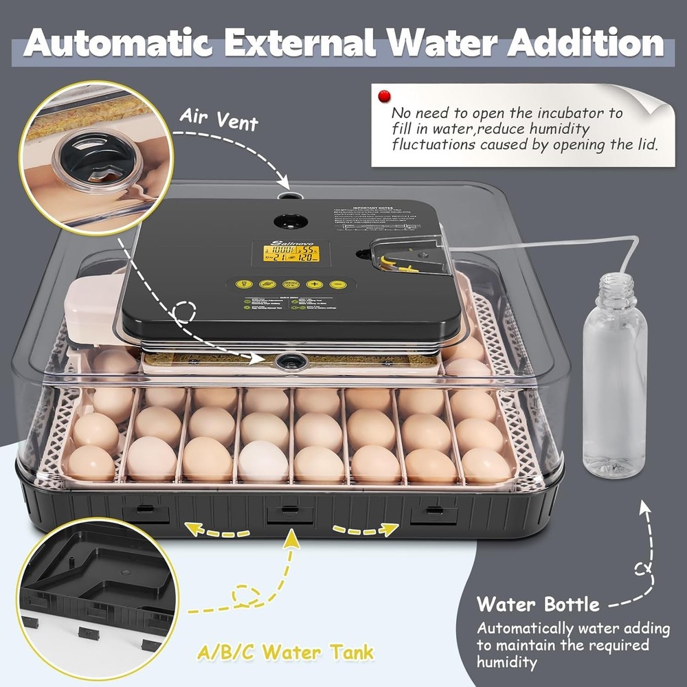 56 Egg Incubators for Hatching Eggs with Automatic Egg Turning and Egg Candler-