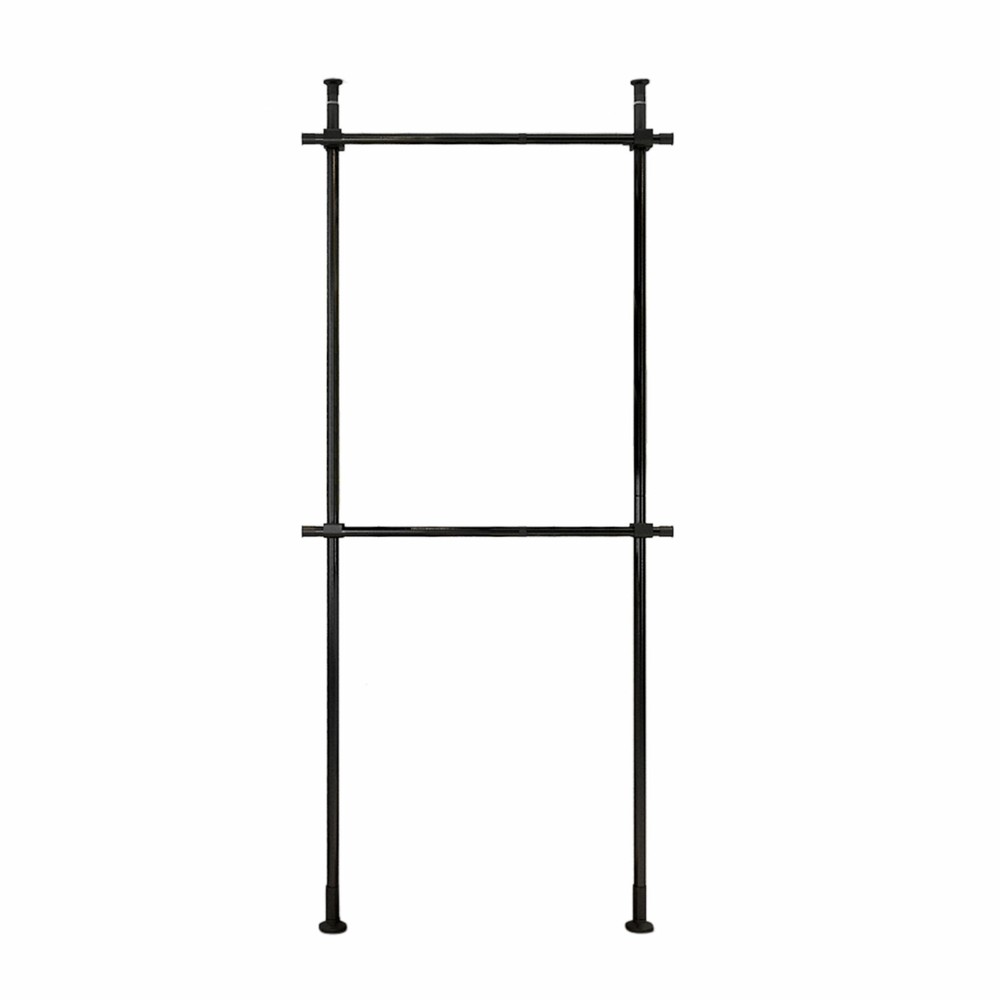 2 Bar Steel Movable Double Rail Adjustable Portable Clothes Display Hanger Rack
