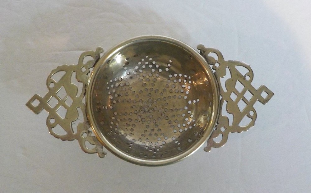 English EPNS Tea Strainer, Pierced Ends (#7)