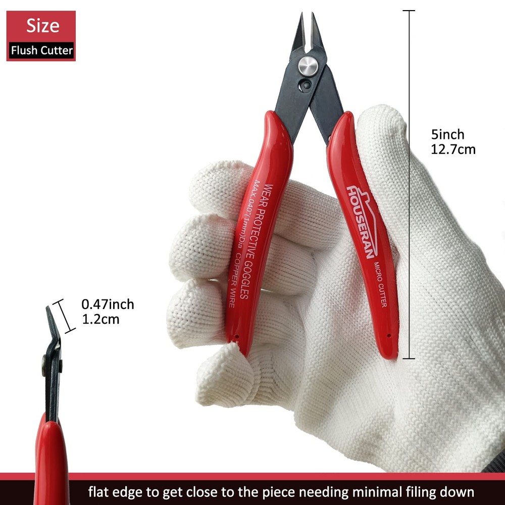 170 Wire Cutters, 10 PACK, 5 Inch Micro Flush Cutter, HOUSERAN Small 10 Pack