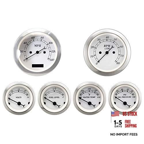 6 Gauge Set Classic with ECU Based Digital Electrical Speedometer White Dial