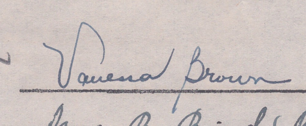 VANESSA BROWN - DOCUMENT DOUBLE SIGNED 06/26/1947