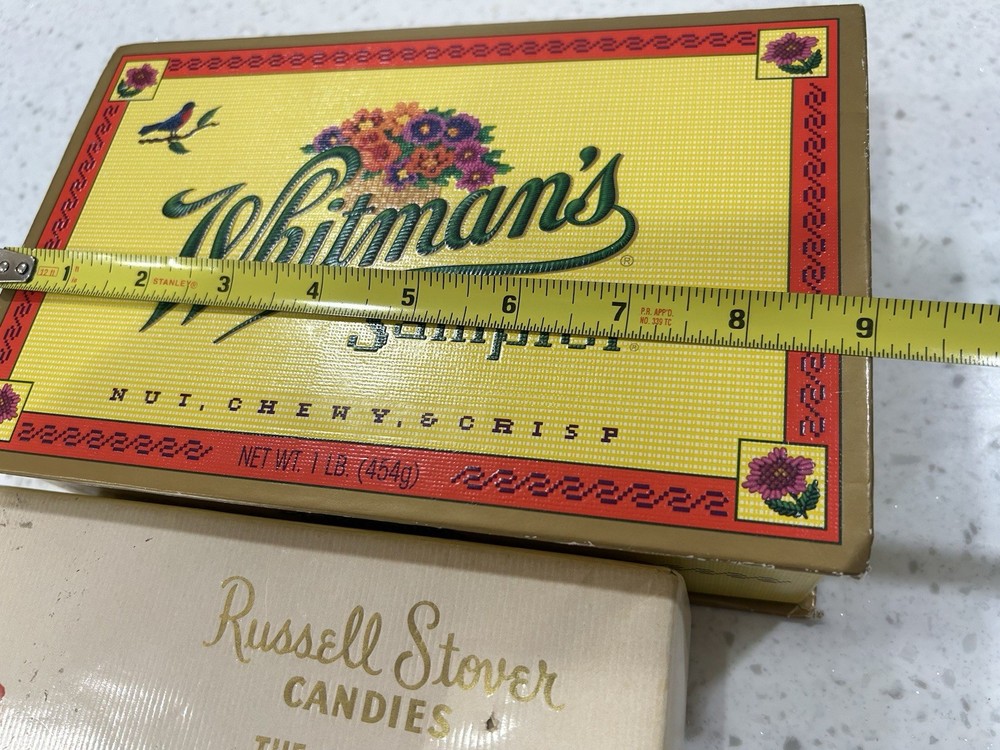 Two Vintage Whitman`sampler And One Russell Stover Candy Box EMPTY Boxes