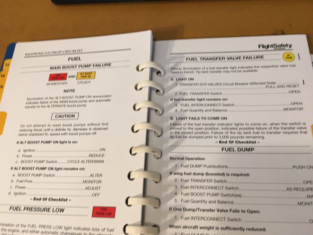 Westwind I and II, 1124 Emergency Abnormal Procedsures Pilot's Checklist