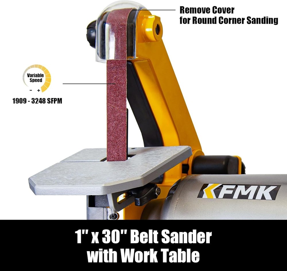 1x30 Belt 6 Disc Sander Variable Speed Benchtop Combo