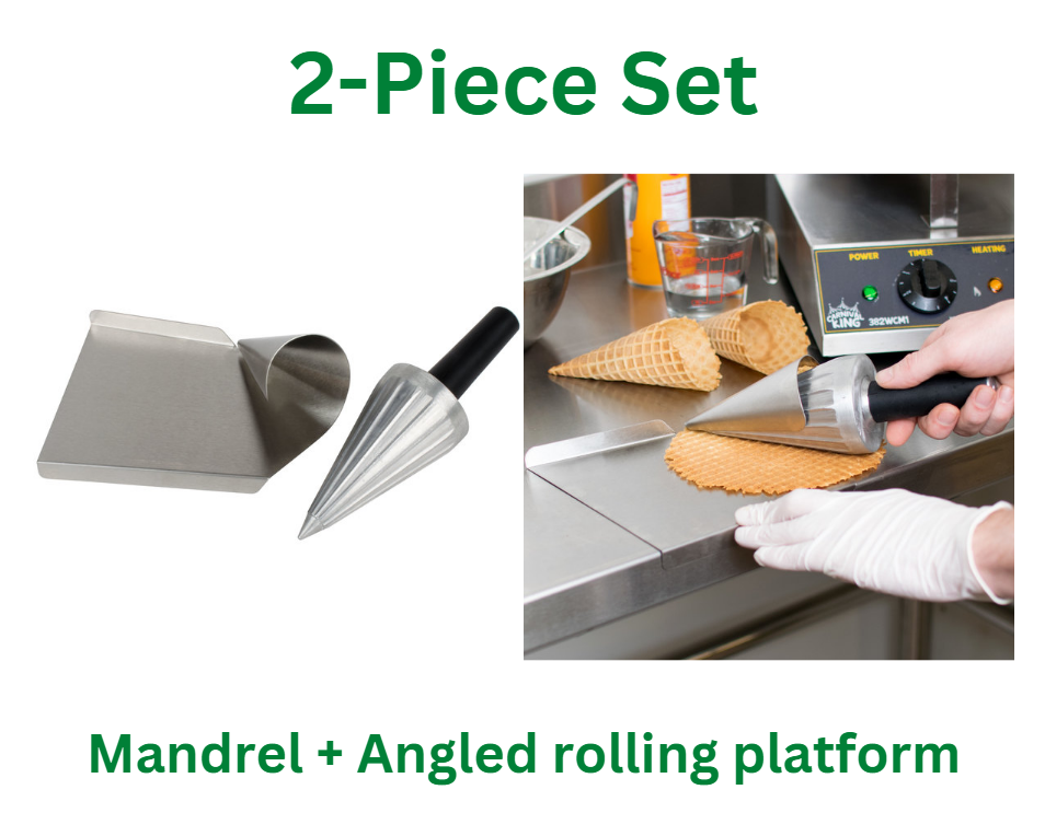 Waffle Cone Maker Ice Cream Roller Mold Big Rolling Forming Tool 10" 2-Piece Set