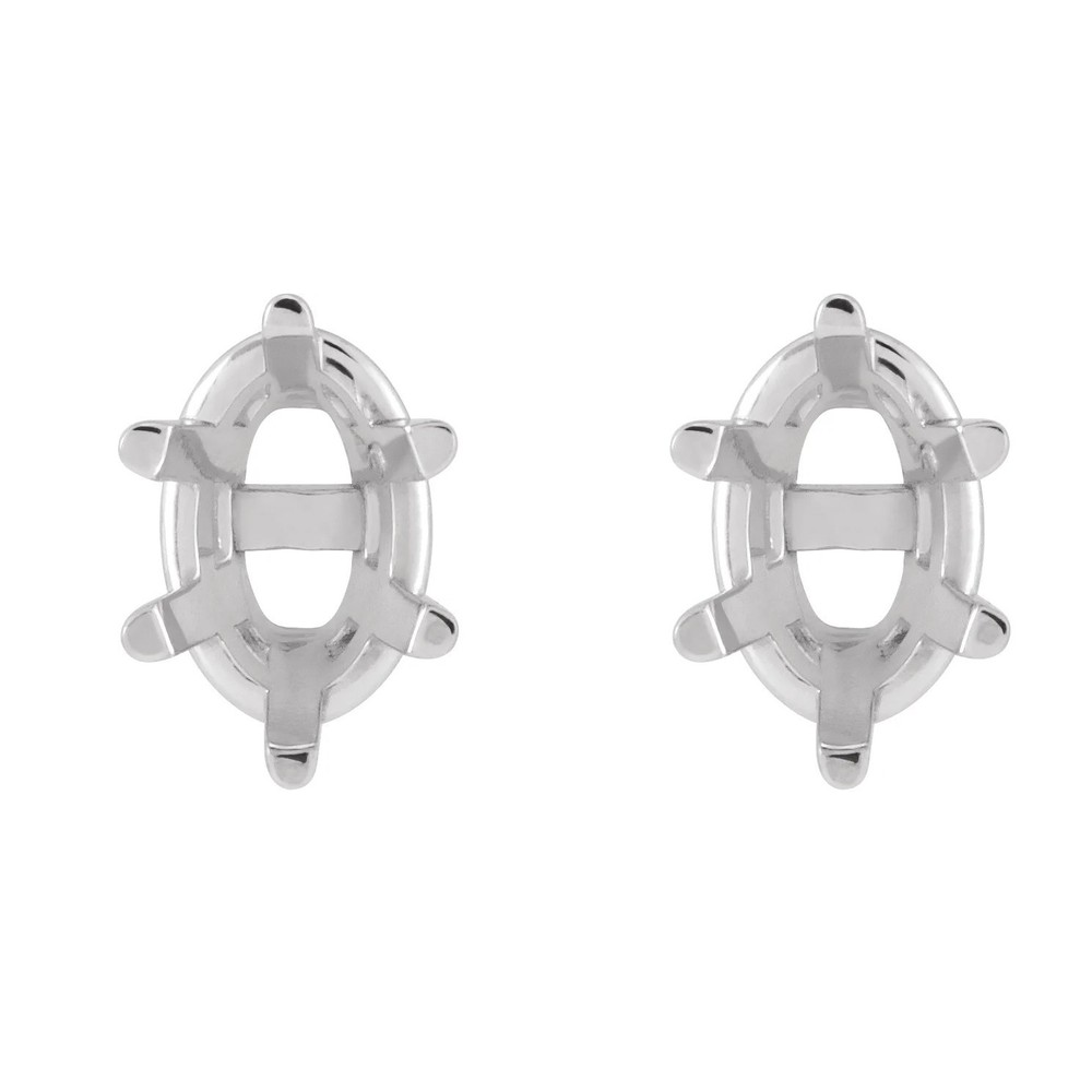 Oval 8x6mm Stud Semi mounting Silver Jewelry Making Blank Setting