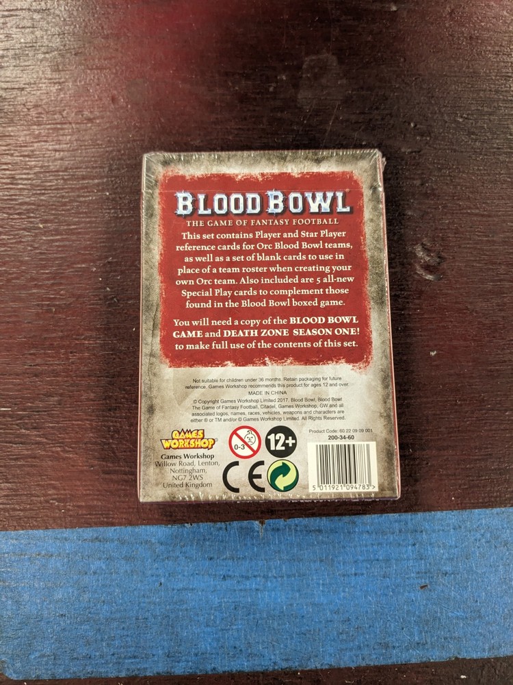 Ork Team Card Pack Blood Bowl 2017 Games Workshop