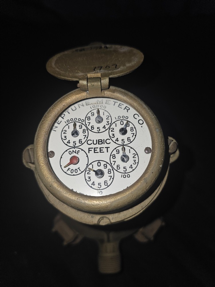 Vintage Neptune Meter Trident Brass Water Meter