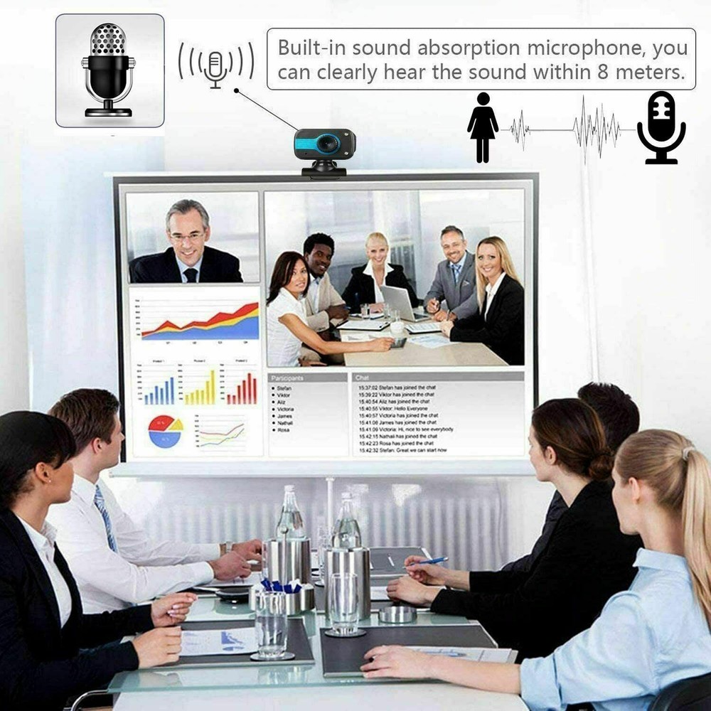 HD Webcam USB Computer Web Camera For PC Laptop Desktop Video Cam W/ Microphone