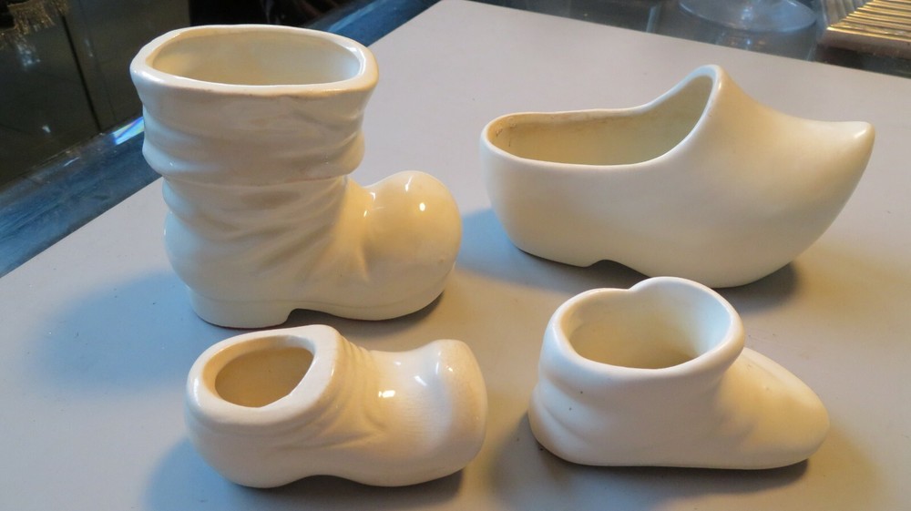 4 Ceramic Shoe Shaped Planters