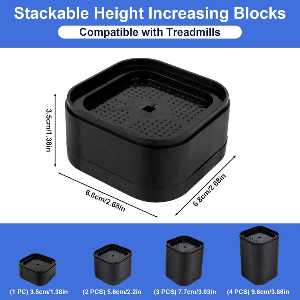 Adjustable Treadmill Incline Riser Blocks - 4 Pack Non-Slip Accessories