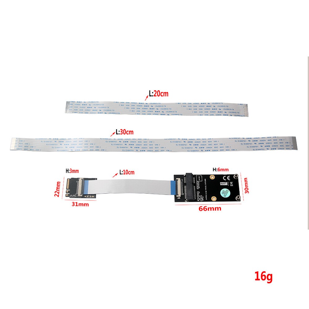 M.2 key A/E/A+E to Mini PCI-E Adapter with FFC Cable Case