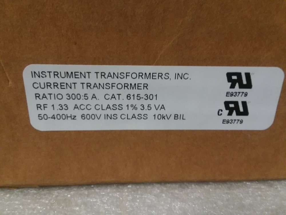 Instrument Transformers Inc. CAT. 615-301 Current Transformer