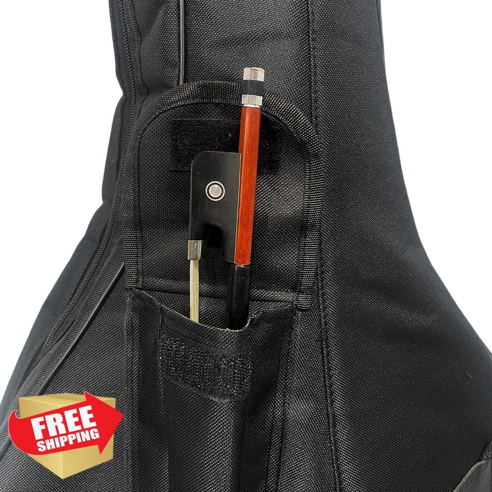 Conboxus Black 1/4 Cello Soft Case Lightweight Backpack Straps