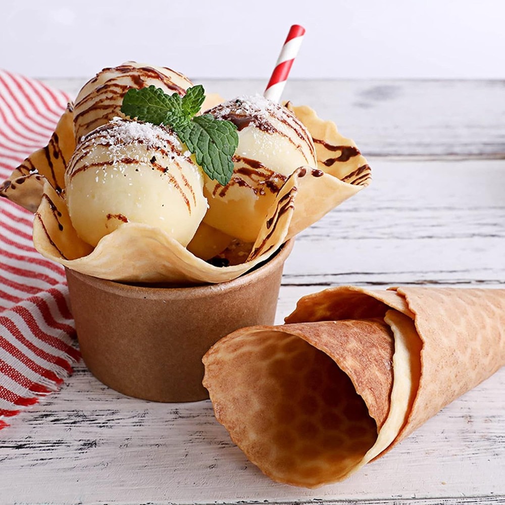 Versatile Waffle Cone and Egg Roll Maker - 6.7” Nonstick Pan for Deliciousness