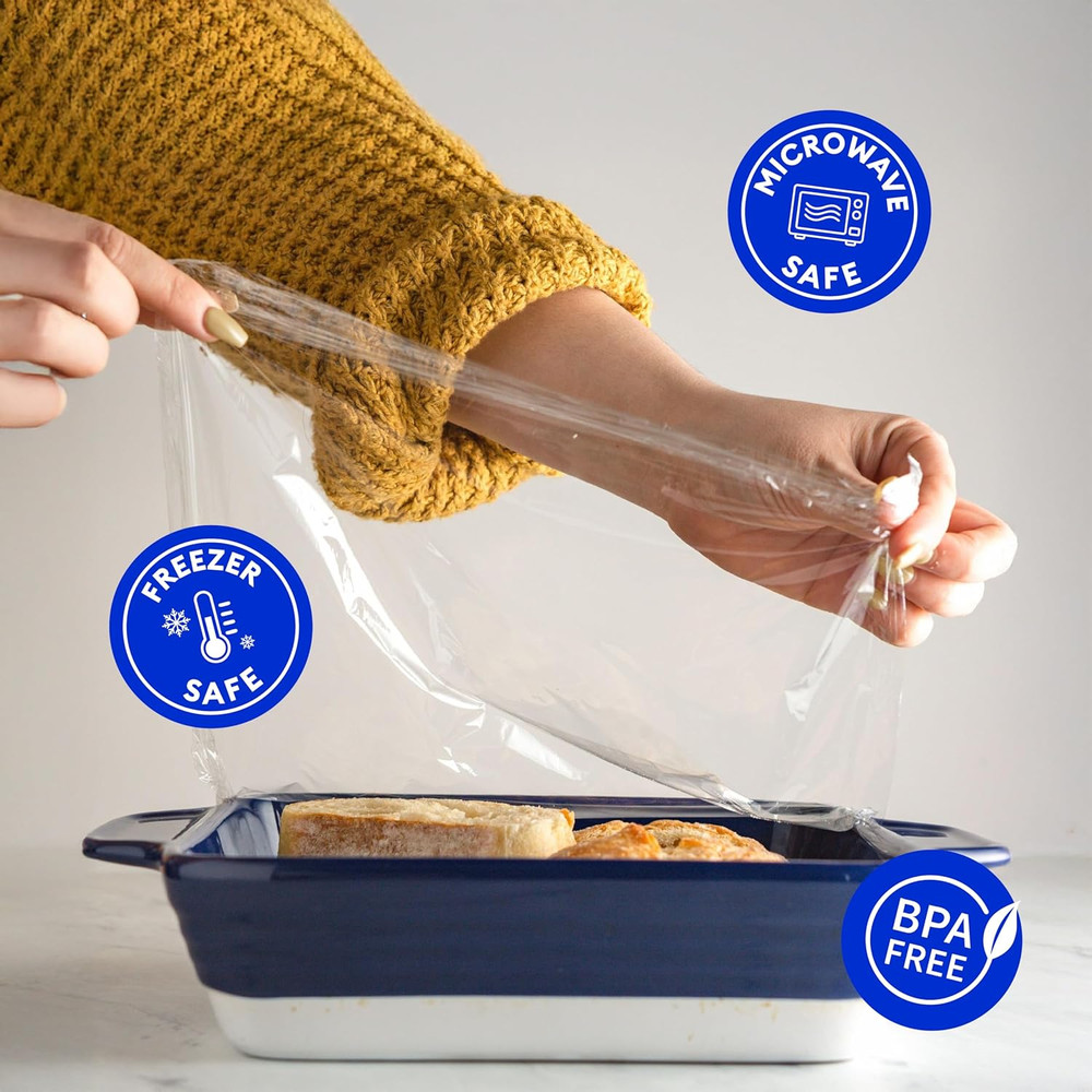 Premium Plastic Food Wrap, Includes Slide Cutter, Extra Strong (250 sq ft)