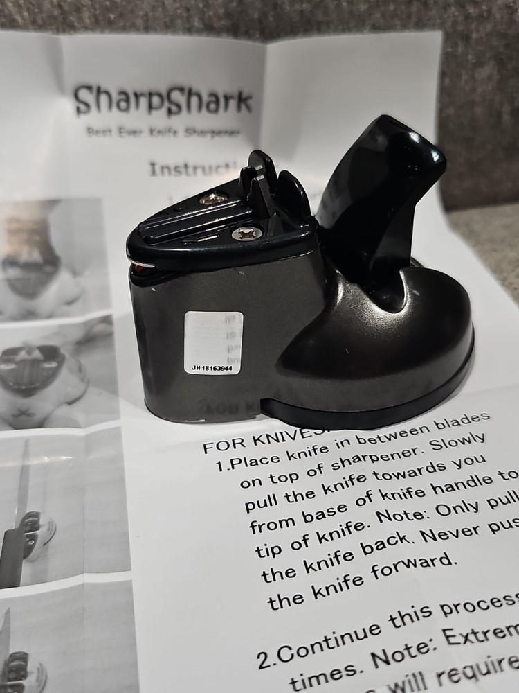 NEW Sharp Shark Knife & Scissors Sharpener with Suction Base Pull Through