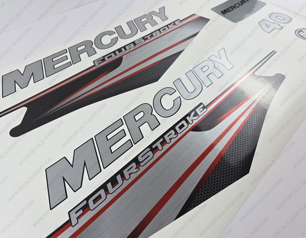 Mercury 40 hp Four Stroke 2013-2017 RED outboard engine decals sticker