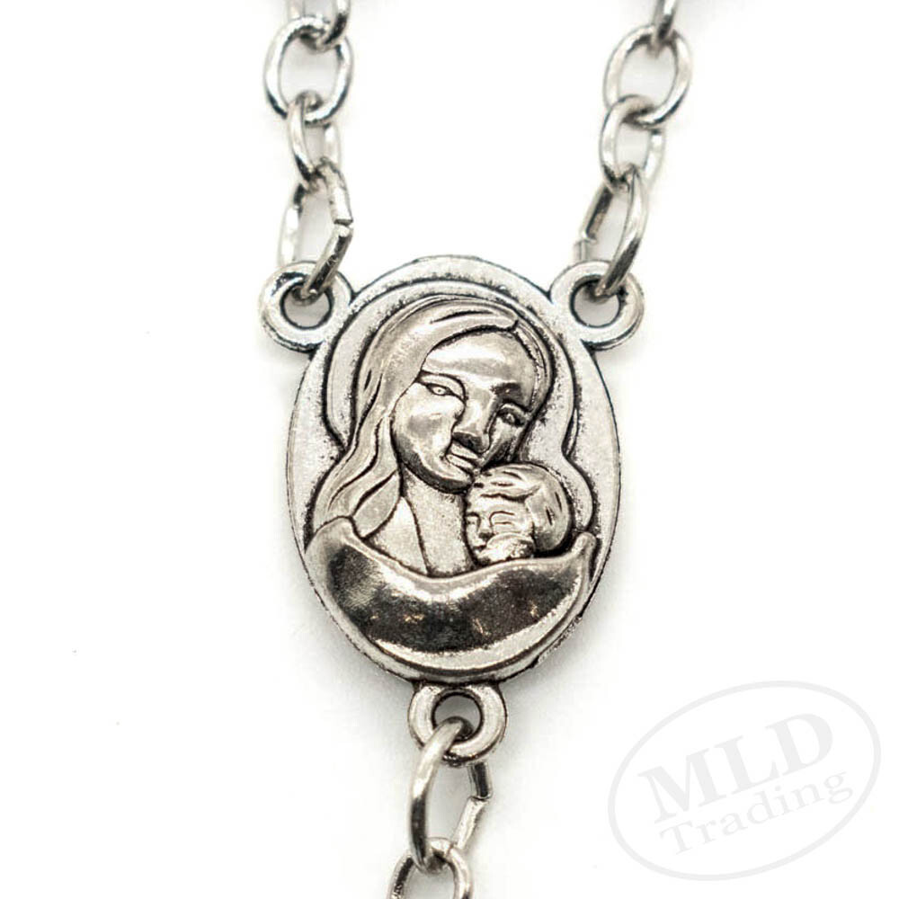 Deep Purple Crystal Beads Rosary Necklace Catholic Holy Center & Cross Crucifix