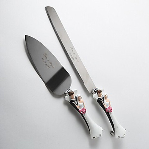 Wedding Cake Knife and Silver Blade Server Set Boxed Bride Groom Cake Server Set