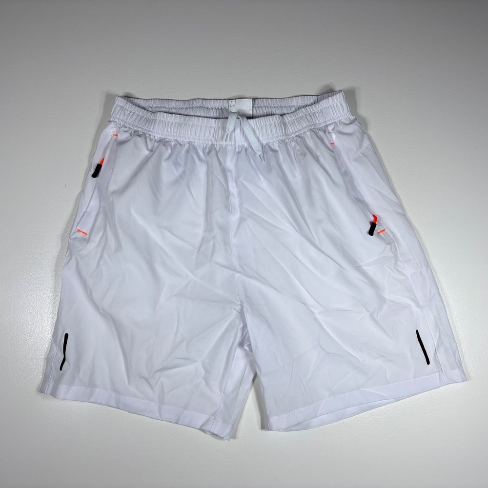 Unbranded Shorts Men Medium White Lightweight Drawstring Zip Pocket Active Gym