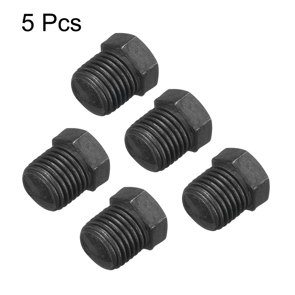 5Pcs 1/4 NPT Outer Hex Head Thread Pipe Plug Fitting Carbon Steel Pipe Fitting