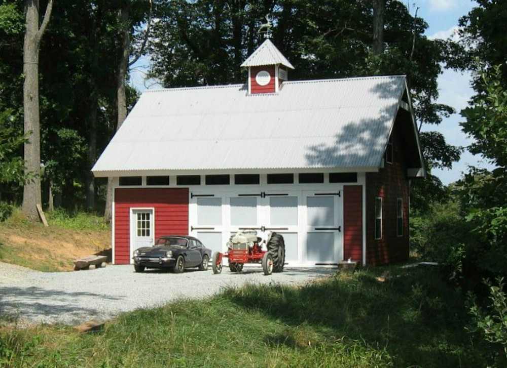 Two Backyard Mini-Barn Plans - Complete Pole-Barn Construction Blueprints (B12)