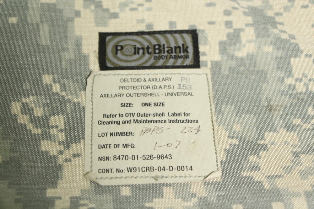 POINT Blank DELTOID & AXILLARY Protector Deltoid Outershell One Size-w/ panel