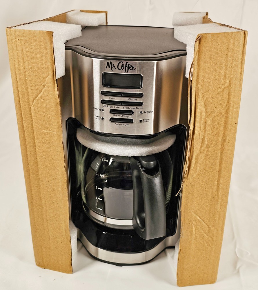 NEW Open Box Mr Coffee 12 Cup Programmable Coffee Maker Rapid Brew Stainless