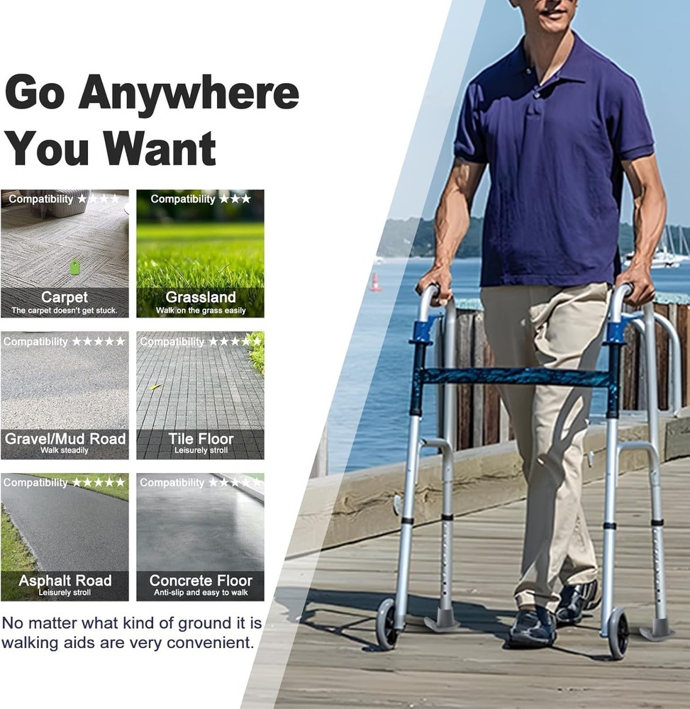 Enhanced Stability Walker Ski Glides - 2-Pack Durable Mobility Aids for Seniors