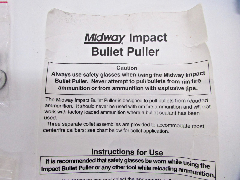 MIDWAY IMPACT BULLET PULLER w/ COLLETS #1, #2, #3