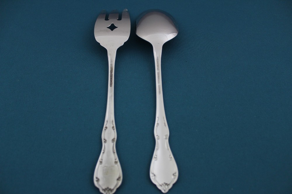 Oneida WHITTIER Serving (2pc Set) Tablespoon / Meat Fork Oneidaware Stainless