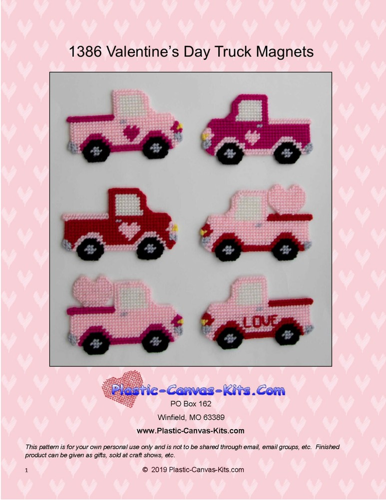 Valentine's Day Truck Magnets- Plastic Canvas Pattern or Kit