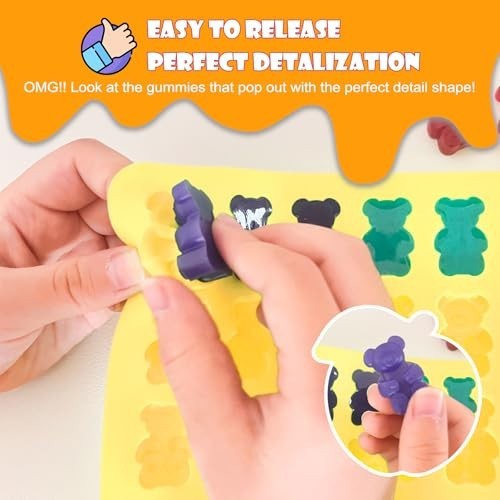 Gummy Bear Molds Silicone 37PCS Set,Nonstick Candy Mold Including Worm,Bear, Min