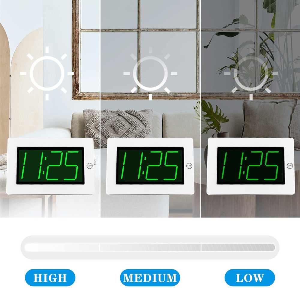 LED Digital Alarm Clock Adjustable Brightness Auto Night Mode Auto Volume Home